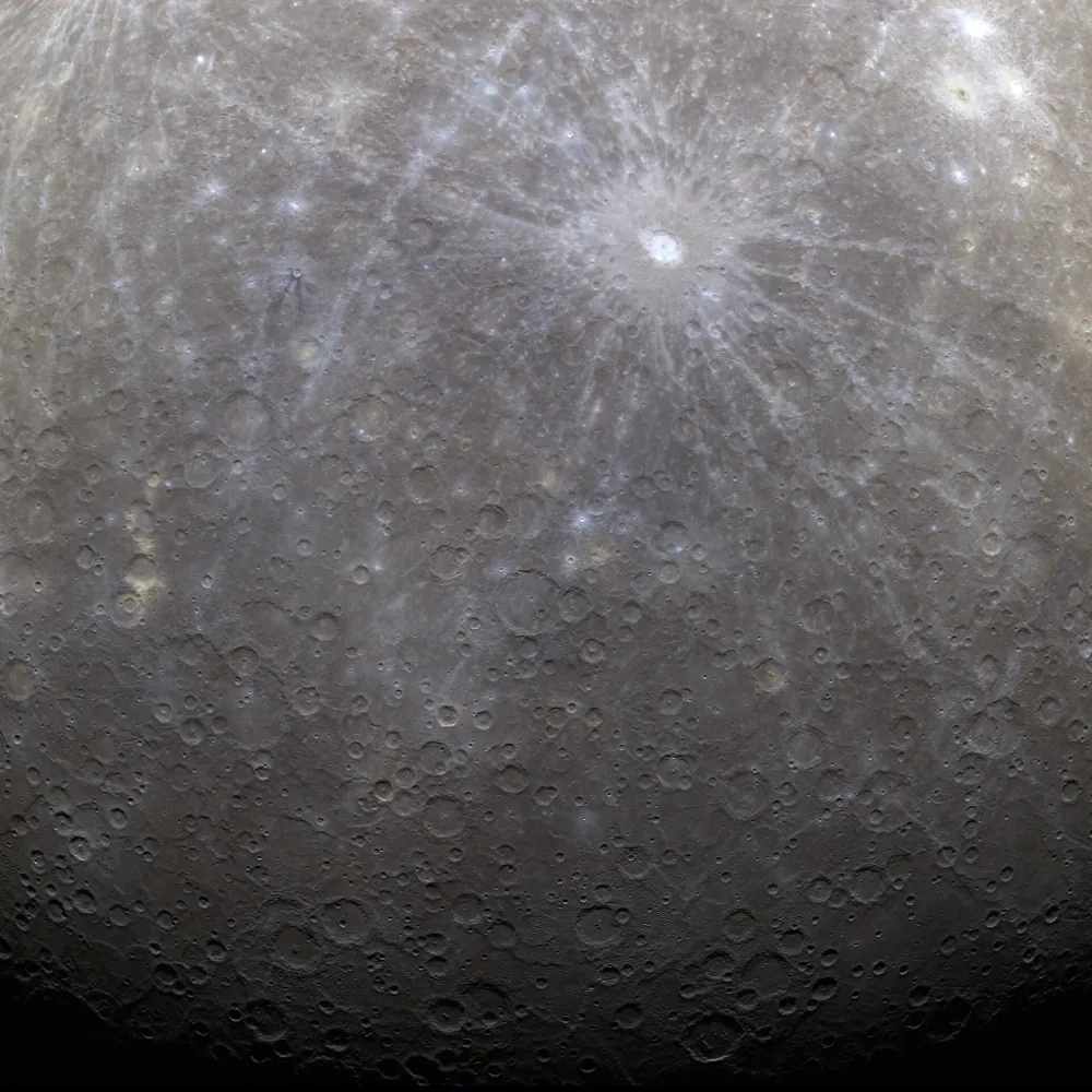 Mercury in color, imaged from orbit by the MESSENGER spacecraft