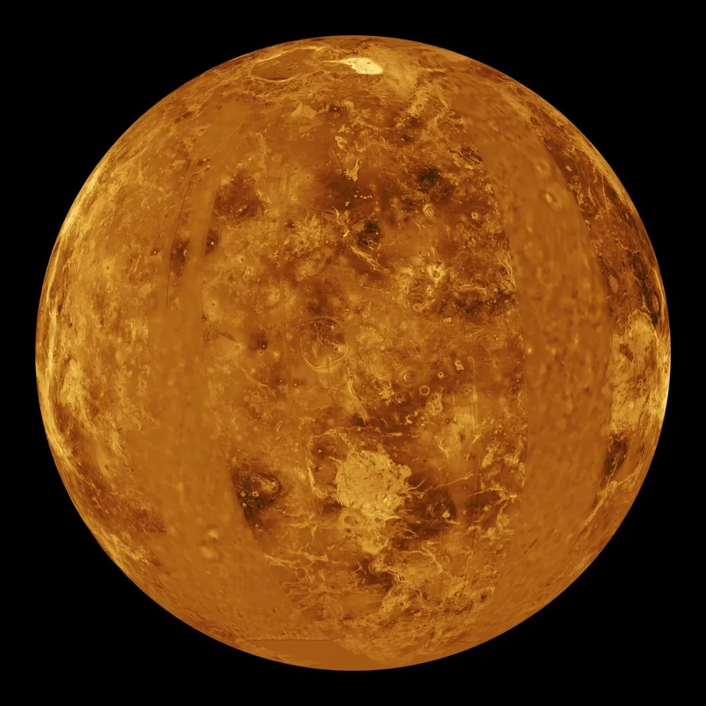 Venus beneath its clouds, with the surface reconstructed from Magellan radar data